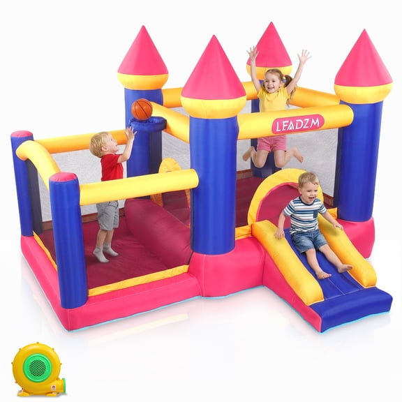 Ktaxon Kids Inflatable Bouncer House Jumper Castle with 350W Air Blower for 2 to 8 Years Old Childrens