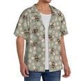 thumbnail image 4 of Honeii 's Bees And Chamomile for men's short-sleeved button-up collared shirt featuring a pocket, perfect for beach vacations, and travel adventures., 4 of 5