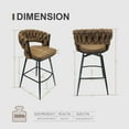 thumbnail image 6 of BedLuxury Modern 360° Swivel Bar Stools Chairs Set of 2, Woven Upholstered Bar Chair with Metal Legs, Counter Height, Leather Brown, 6 of 7