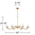 Franklin Iron Works 8-Light Gold Chandelier - 42 Inch Wide, Farmhouse Style, For Dining Room Or Foyer