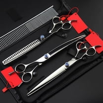 Dog Grooming Scissors Shears, 4PCS Professional Left Hand Pet 8 Inch Shears Dog Grooming Hair Scissors Cutting Barber Thinning Hairdressing Scissors Kit, Set With Bag, MAYiT12585