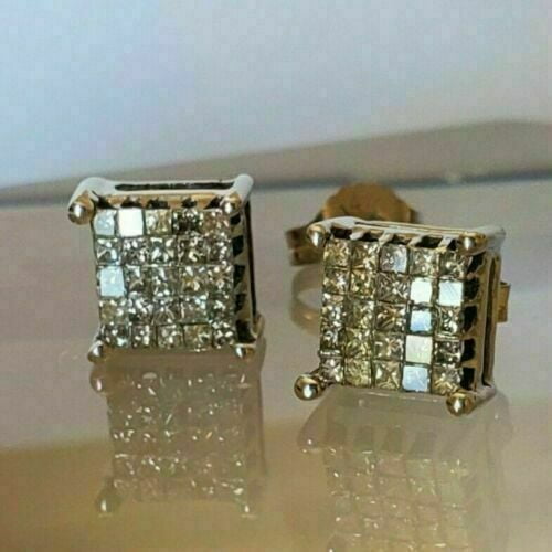 0.75Ct Princess Lab-Created Diamond 14K White Gold Finish Stud Push BCK Earrings