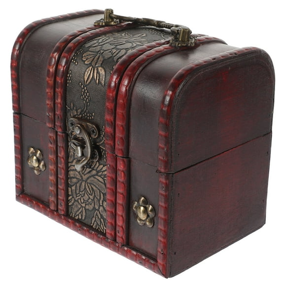 OUNONA Photo Prop Wooden Storage Chest Kids Decorative Pirate Treasure