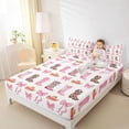 thumbnail image 3 of jejeloiu Pink Cowgirl Boot Pattern Full Size Sheets Kids,Girly Ribbon Bowknot Bed Sheets For Girls,4 Pieces, 3 of 6