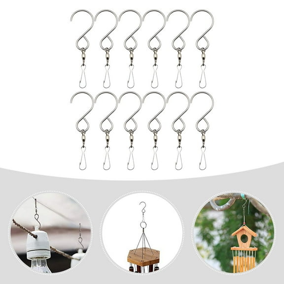 LEORX 12Pcs Small Swivel Snap Hooks for Wind Chimes and Plants Pot Silver 3.54X1.03X0.04in