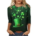thumbnail image 2 of T-Shirt à Col Rond Imprimé de la Saint-Patrick pour Femmes, Manches Trois Quarts 3/4, Coupe Ample, 2 of 5