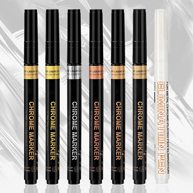Rotulador De Espejo, Juego De Bolígrafos De Pintura Metálica Resistente A La Decoloración, Dorado Y Plateado, De Larga Duración Con Bolígrafo De Eliminación Para Madera Para