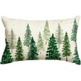 thumbnail image 3 of Country-Rustic Linen Throw Pillow Cover, 30.48x50.8 cm, Winter Holiday Cushioned Case with Christmas Trees and SnowflakeShatterproof Xmas Bulbs Decorations Set, 3 of 6