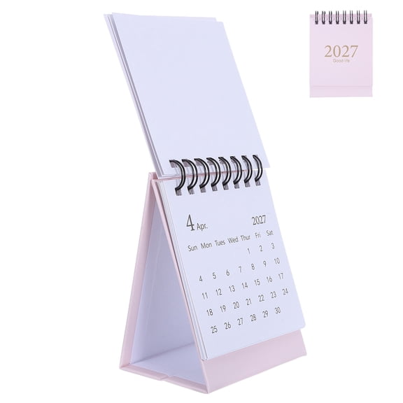 FOMIYES Standing Desktop Monthly Calendar Pink Paper 2027-2028 for Organized Home Scheduling