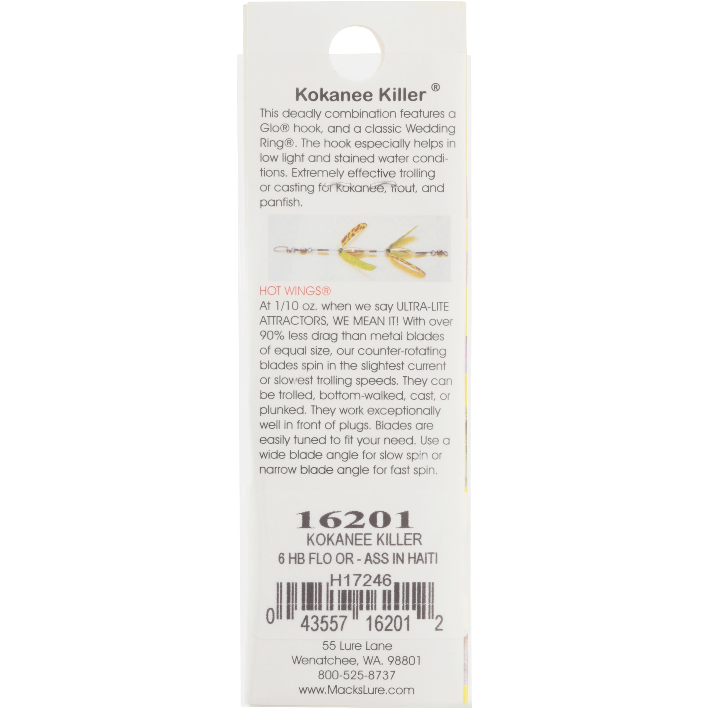 (2 pack) Mack's Lure Kokanee Killer Single Glo Hook Hammered Brass Flo Orange HotCerise 6
