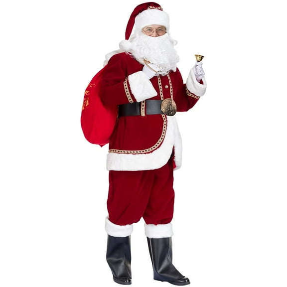 Santa Claus Costume for Men Deluxe Professional Santa Suit Adults 11pcs Red Mens Outfit Christmas Xmas Clause Suits Adult, 3XL