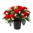 thumbnail image 2 of Artificial Cemetery Flowers for Grave, 12 Heads Artificial Roses Flowers With Pot, Memorial Day Flowers for Cemetery, Outdoor Grave Decorations, 2 of 8