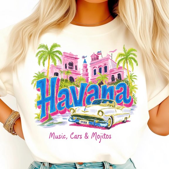 Havana Vibes Shirt, Vintage Cuban Car Tee, Retro Island Life T-Shirt, Colorful Caribbean Vacation Shirt, Havana Streets Graphic Tee