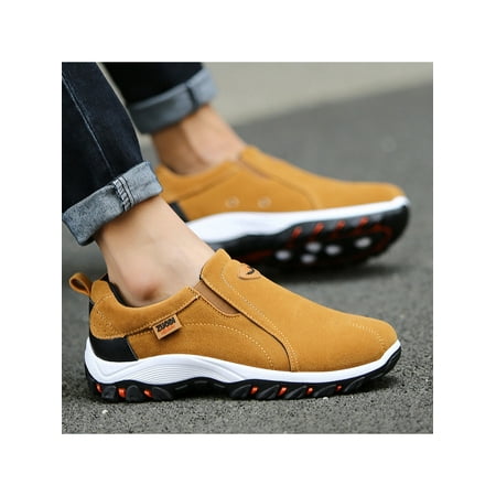 

Zodanni Mens Running Shoe Breathable Flats Flat Hiking Shoes Walking Sneakers Sports Lightweight Slip On Loafers Yellow 8