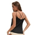 thumbnail image 2 of Unique Bargains Women's V Neck Wide Strap Loose Fit Camisoles XL Black Y1, 2 of 6