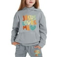 thumbnail image 4 of Junior Boys Clothes Set Jesus Loves You Hoodies Warm Letter Print Long Sleeves Loose Pullover 2 Piece Kids Outfits Essentials Sweatshirt for Little Girls Boys 6-7 Years, 4 of 6