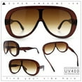 thumbnail image 2 of Bold Oversized Shield Thick Plastic Retro Racer Fashion Sunglasses All Brown, 2 of 8