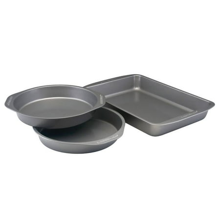 Farberware Nonstick Bakeware 3-Piece Cake Pan Set, Gray