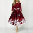 thumbnail image 2 of Wangmeiwg Christmas Dresses for Women Christmas Snowflake Print Long Casual Dress for Women with Round Neck and Half Sleeve Elegant Design 4XL Red, 2 of 7