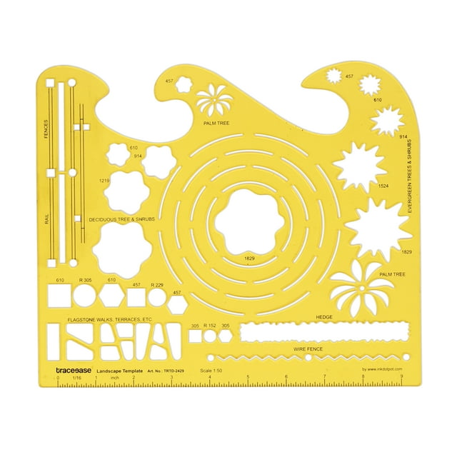 Traceease Drafting Tools Landscpae Template For Flagstones/Wire Fence/Tree / Hedge,Draft Stencils