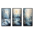 thumbnail image 2 of Designart "Winter Moonrise Birch Woods V" Floral Framed Wall Art Set Of 3 - Blue Tree Birch Frame Canvas Set For Living Room Decor, 2 of 7