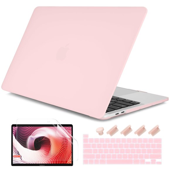 DONGKE pour MacBook Pro 13 Pouces Étui 2023 2022 2021 2020 Modèle : A2338 M2/M1 A2289 A2251 avec Touch Bar & Touch ID, Coque Rigide en Plastique Mat Givré & Couverture de Clavier, Rose Uni
