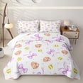 thumbnail image 2 of Feelyou Purple Watercolor Bowknot Bed Spread Queen for Girls, Bow Softball Glove Print Queen Coverlet Set, 3-Piece, 2 of 7