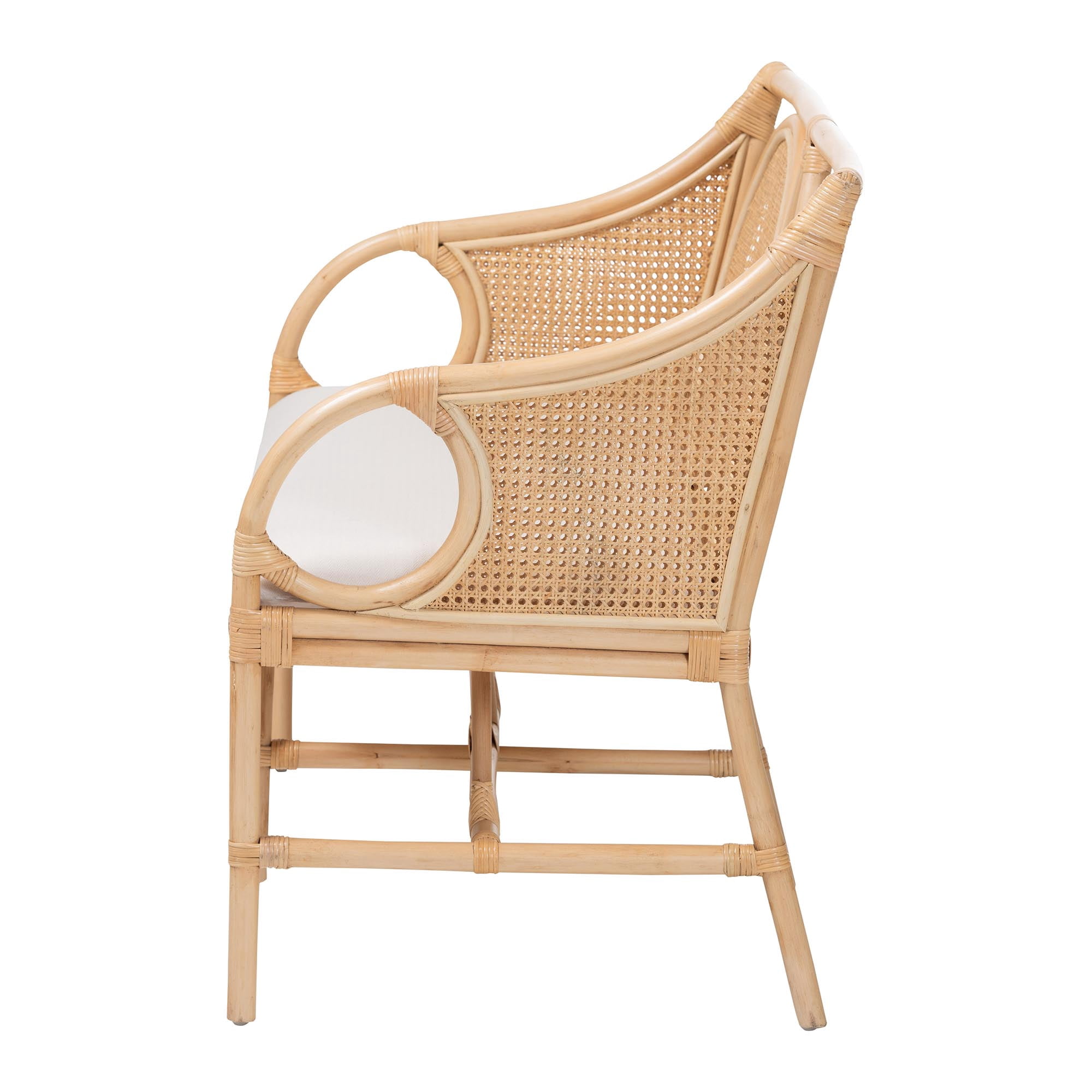 bali & pari Matt Boho Loveseat, Natural Rattan