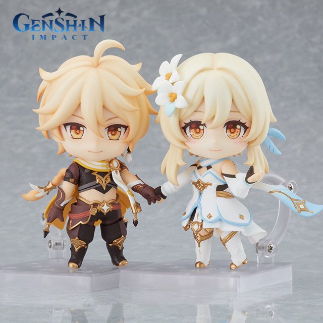Figuras de acción de Genshin Impact, muñecos coleccionables de 10cm, Lumine Aether, Traveler, regalo de navidad