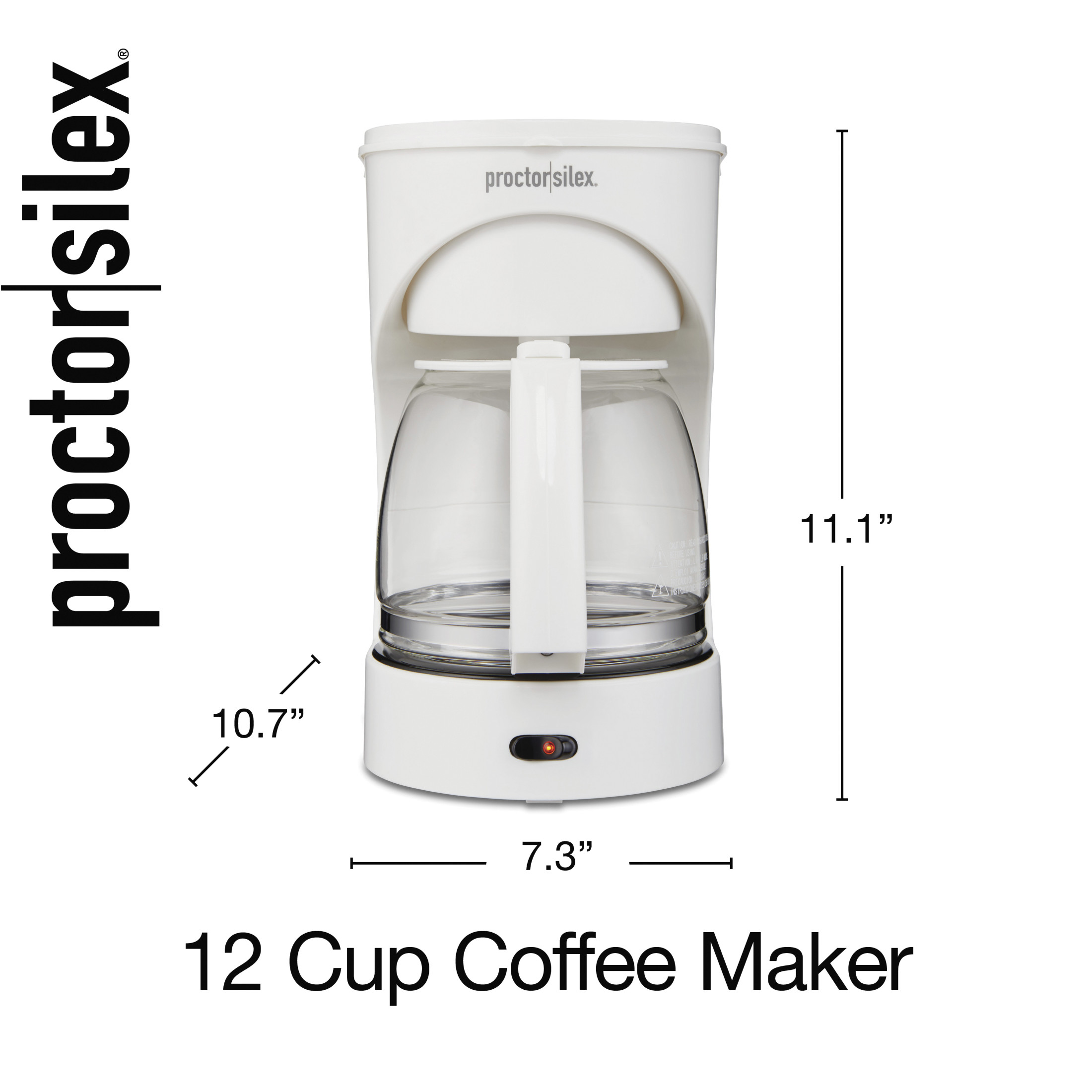 Proctor Silex 12-Cup Drip Coffee Maker Machine with Glass Coffee Pot, Cafetera, White
