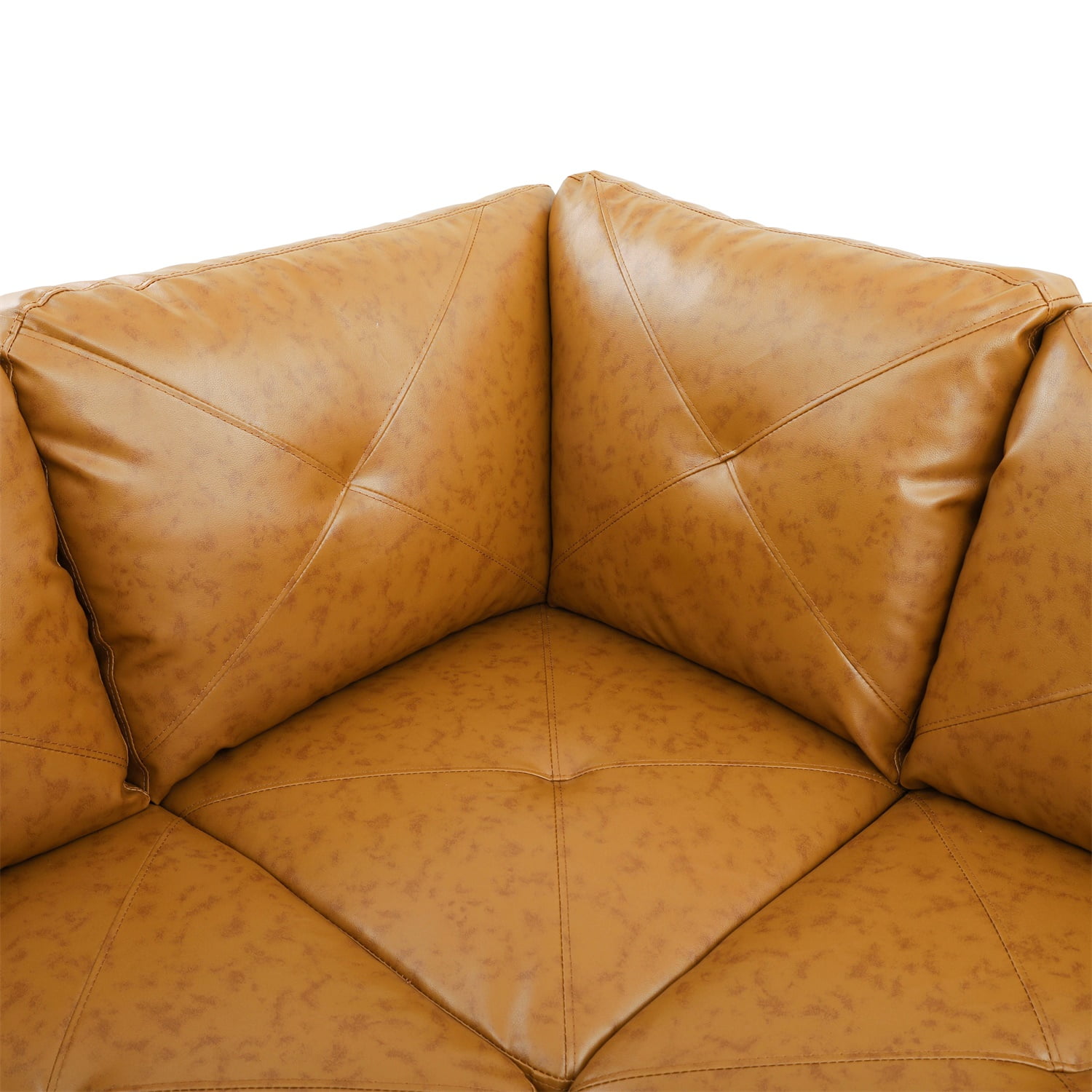 Hommoo Faux Leather Sectional Sofa, 4-Seat L-Shaped Couch, Modern Indoor Living Room Furniture, Apartment, Office, Ginger(Without Ottoman)