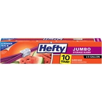 Hefty Slider Jumbo Food Storage Bags, 2.5 Gallon Size, 10 Count