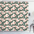 thumbnail image 1 of Jungle Shower Curtain, Retro Style Island Nature Pattern with Leaves Bird of Paradise Flowers, Fabric Bathroom Set with Hooks, 69W X 84L Inches Extra Long, Army Green Coral Ivory, by Ambesonne, 1 of 3