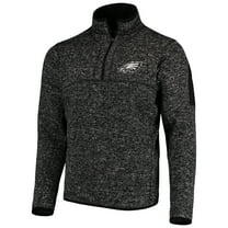 Men's Antigua Heather Black Philadelphia Eagles Fortune Quarter-Zip Pullover Jacket