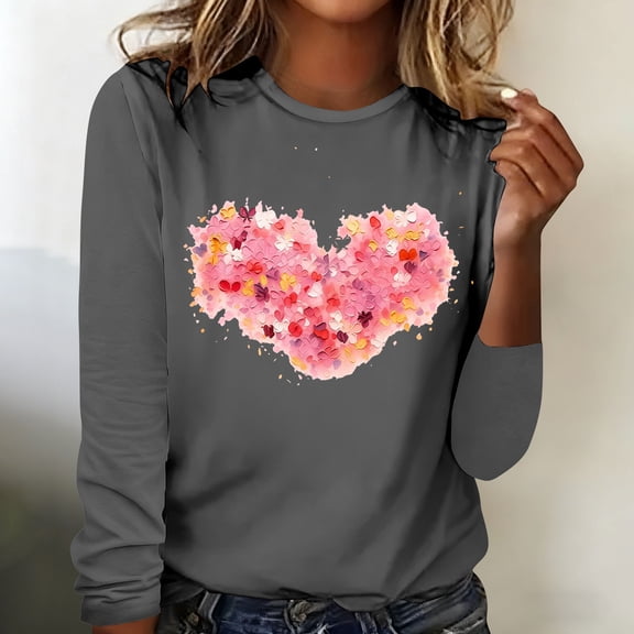 Ailaofu Valentines Day Sweatshirt for Women Funny Love Heart Shirts Casual Valentine Pullover Long Sleeve Tops