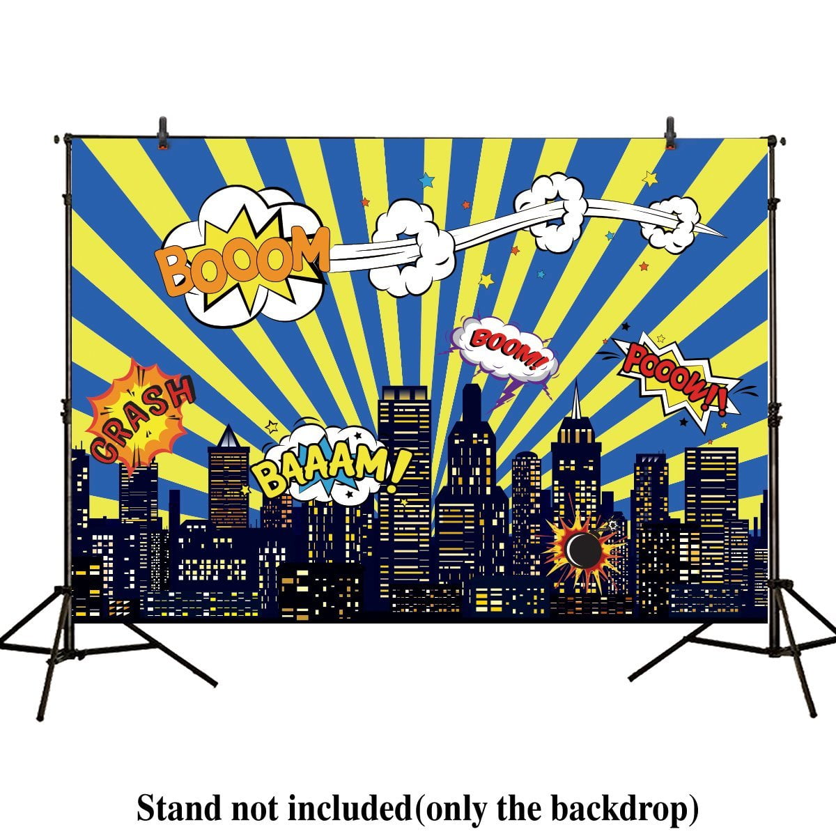 OUYIDA Super City Backdrop Children Baby Hero Birthday Party Event Banner Wow Pow Vinyl Photography Backdrop 7X5FT Photo Background Studio Prop PCK70A