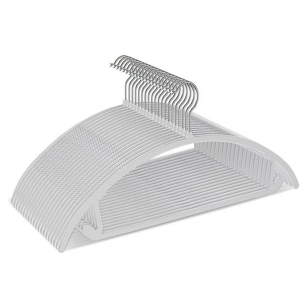 Perchas resistentes con revestimiento de PVC, diseño antideslizante que garantiza que las prendas se mantengan seguras, multifunción para todas sus necesidades de colgado, gris (17,8 x 0,2 x 9