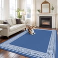 thumbnail image 3 of Dark Blue Greek Key Large Area Rugs for Bedroom Living Room, Soft Non Slip Carpet Bedside Rug, Geometric Greece Ancient Farmhouse Geo Rectangular Floor Cover Kitchen Accent Rug 8'x10' for Office, 3 of 9
