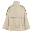 thumbnail image 6 of Double Breasted Crop Trench Coats for Women Casual Stand Collar Belted Lightweight Outerwear, 6 of 6