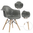 thumbnail image 5 of Plastic Chair with Arms and Wooden Legs, Gray, Set of 4, 5 of 6