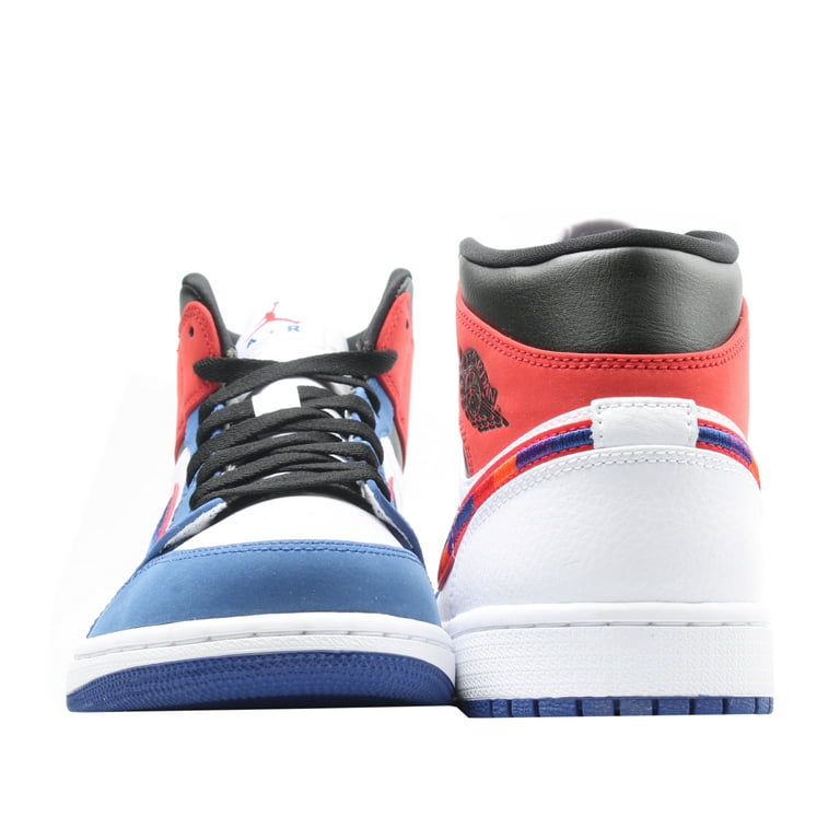  Nike Men's Air Jordan 1 Mid SE Shoes, White/Black-multi-color,  7.5