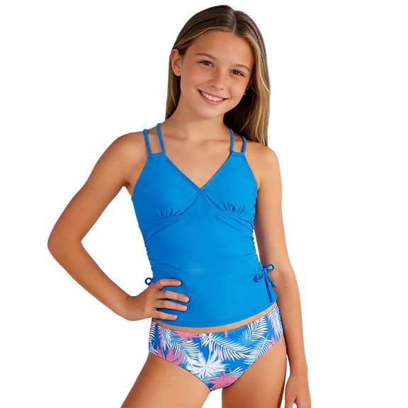 XINXIAOO Girls 2 Piece Swimsuit Tropical Print Girls Bikini Swimsuit With Adjustable Straps Girl Swimsuits Girl Bathing Suit 13-14 Years