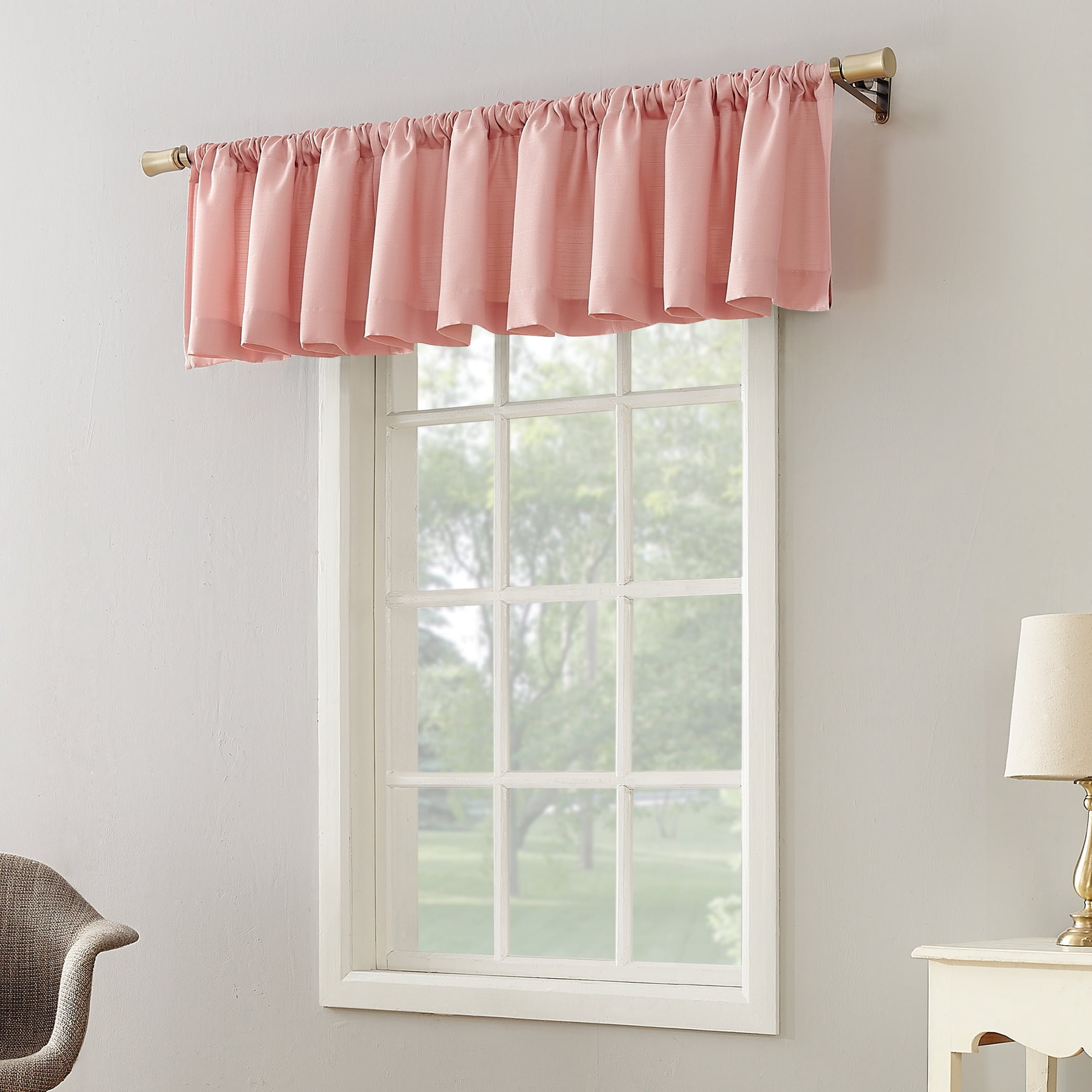 Gray Single New 56 in x 17 in Mainstays Textured Solid Curtain Valance New 