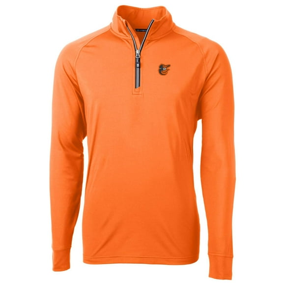Men's Cutter & Buck Orange Baltimore Orioles Adapt Eco Knit Stretch Recycled Quarter-Zip Pullover Jacket