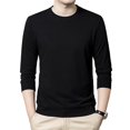 thumbnail image 4 of Men Solid Color Pullover O Neck Long Sleeve Sweateshirt Casual Loose Top Autumn, 4 of 8