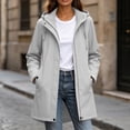 thumbnail image 2 of Windbreaker Jacket Women Waterproof Longline Hooded Jacket Solid Color Drawstring Waist Zip Up Raincoat with Pockets Outdoor Hiking Jacket, 2 of 9