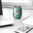 thumbnail image 3 of 12oz Stemless Wine Tumblers Green Christmas Baking Pattern Vacuum Insulated Stainless Steel Travel Tumbler Cups Mug with Lid and Straw for Champaign,Cocktail,Beer with Cleaning Brush, 3 of 5