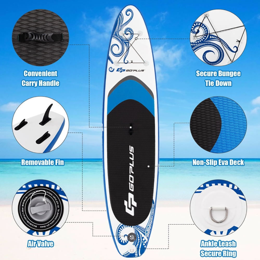Resenkos Surfboard,Stand Up Paddle Board, 10.6-Feet Inflatable Adjustable Paddle Board with Carry Bag