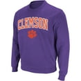 thumbnail image 2 of Men's Colosseum Purple Clemson Tigers Arch & Logo Crew Neck Sweatshirt, 2 of 5