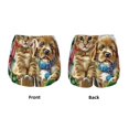 JUNZAN Christmas Kitten Puppy Print Women's Athletic Gym Running Shorts